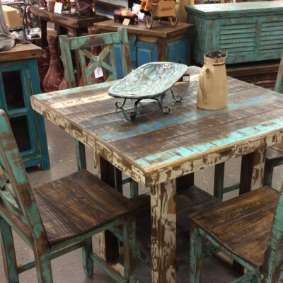 Looking To Add Some Flair To Your Dining Area? This Square Key Largo Counter-height Table With Matching Chairs Will Do Just That!