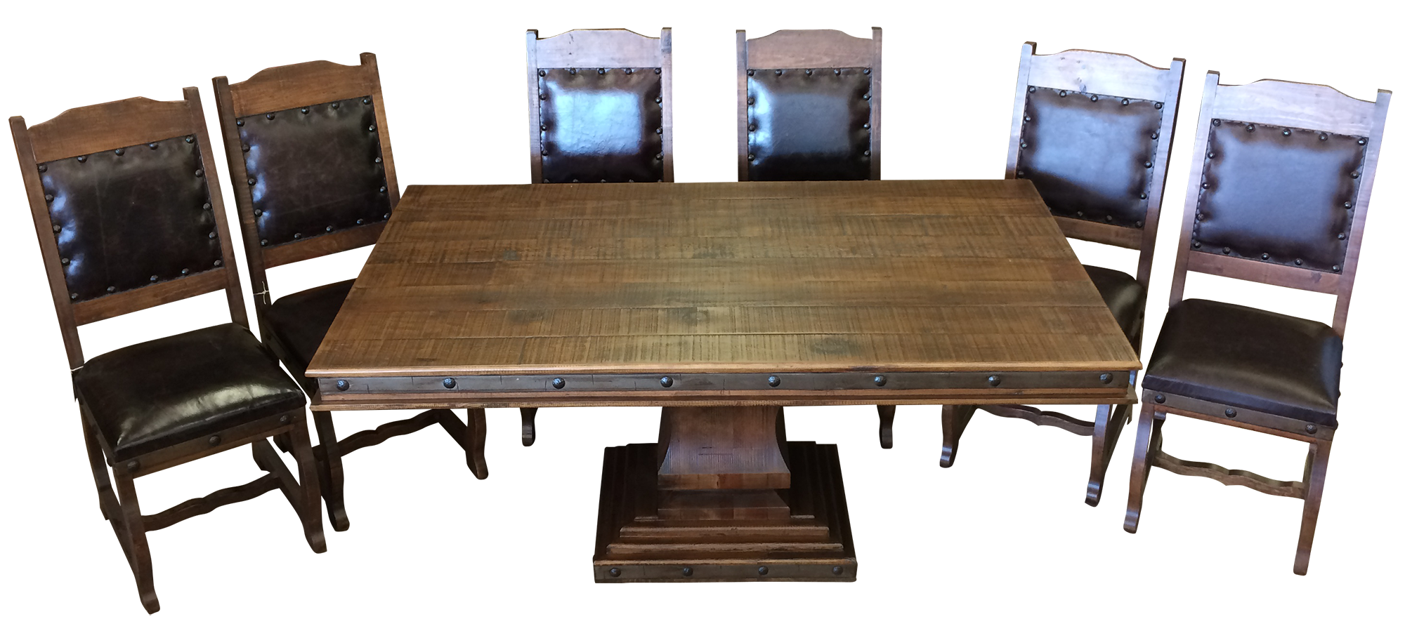 Granada dining set leather, rustic dining table for sale at Rustler's Junction