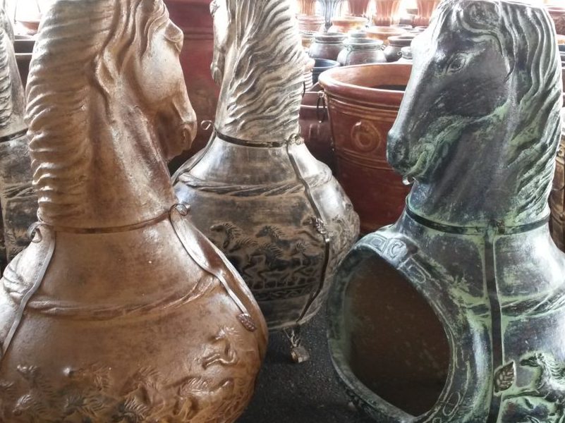 pottery horse chimineas for sale at Rustler's Junction in Lampasas, TX