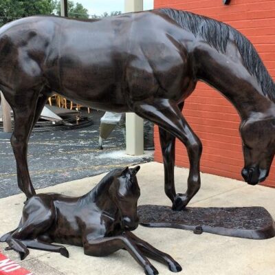 Life Size Horse And Colt Set In Bronze Finish. Look At Our Internet Specials For A Great Deal On This Pair!