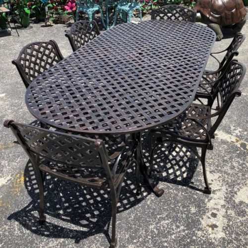 Oval Cross-weave Table And 6 Cross-weave Chairs.