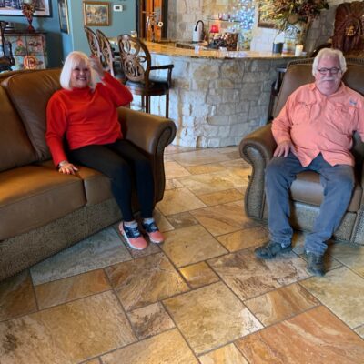 Susan & David With Their Custom Texas Made Sofa & Chair.