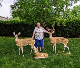 This Customer Was Eager To Decorate Her Yard With This Custom Painted Deer Family.