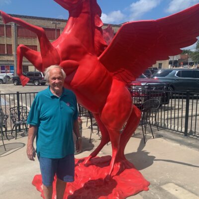 This Customer Purchased The Red Pegasus To Sit Outside His Restaurant In Waco!