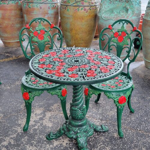 Rosebud Table And Chairs Made From Heavy Cast Aluminum.