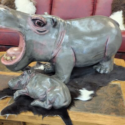 This Pair Of A Mama And Baby Hippo Would Be Perfect For Indoors Or Outdoors!