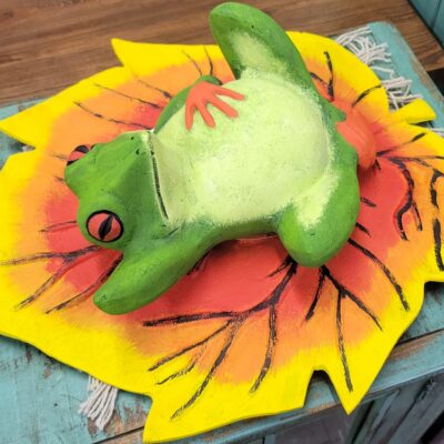 A Spin On Our Traditional "Frog On Lily Pad", This Piece Would Be A Great Addition To Any Woodsy Space!