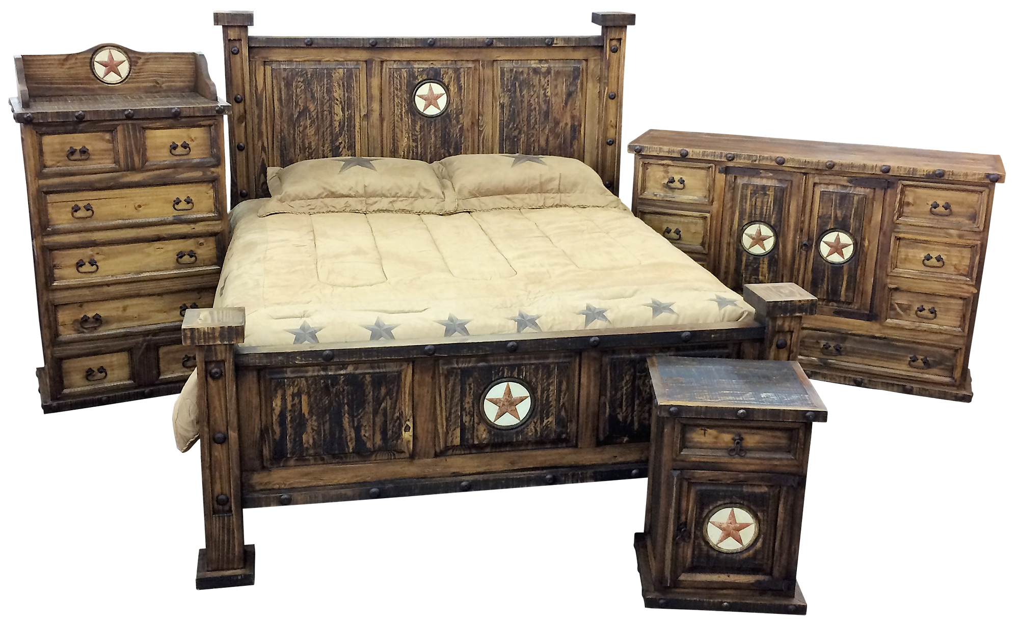 Durango bedroom set, western and wooden bedroom furniture for sale at Rustler's Junction