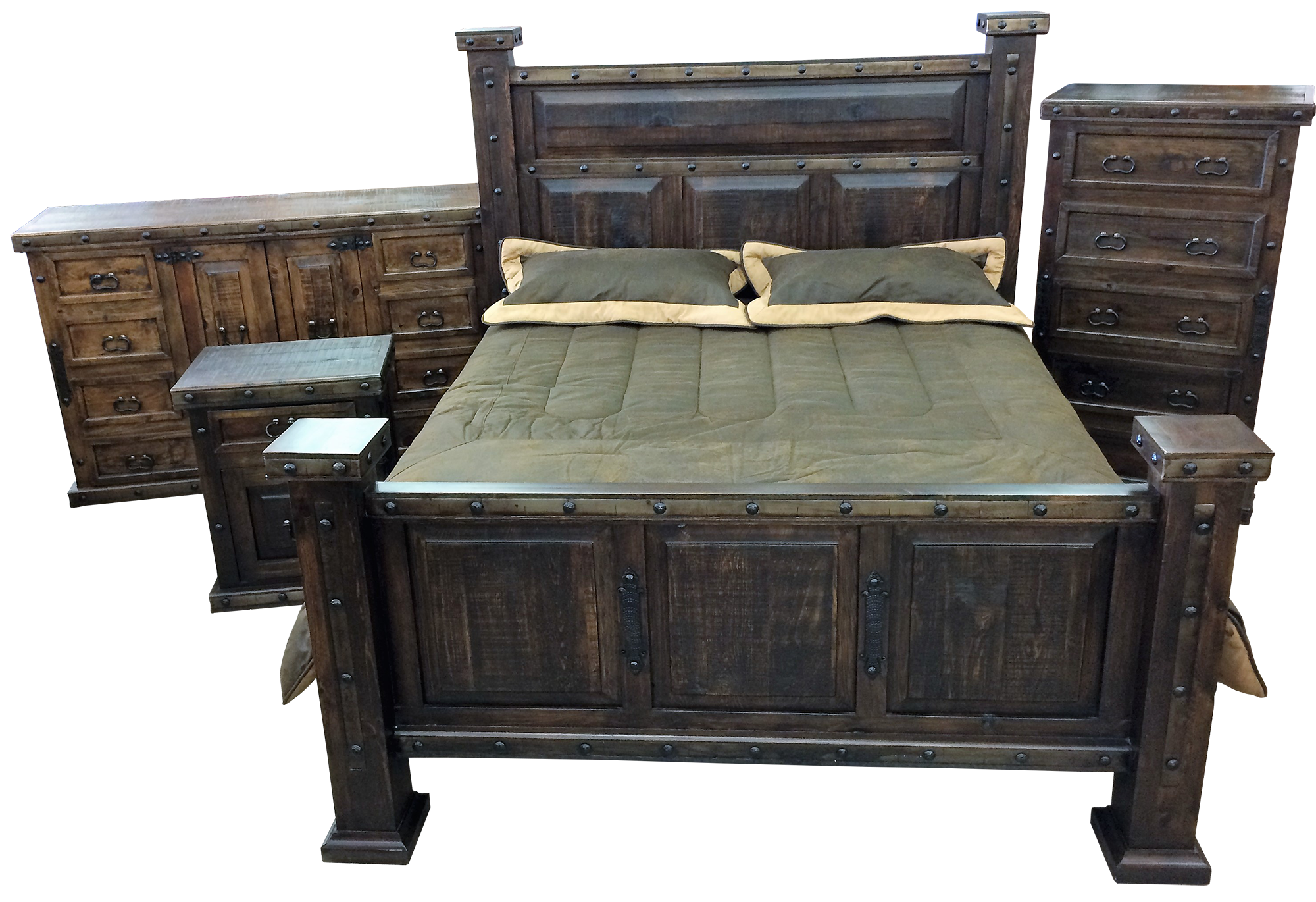 Granada bedroom, wooden rustic bedroom furniture for sale at Rustler's Junction in Lampasas