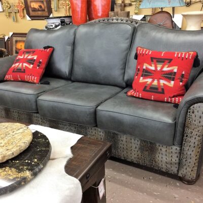 Handcrafted Leather Sofa With Alligator Print At Rustler's Junction