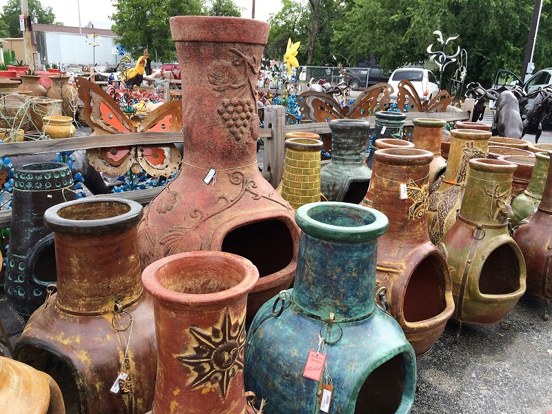 Chimineas of all sizes and colors for sale at Rustler's Junction