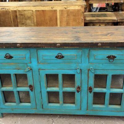 Add Some Color To Your Dining Room Or Kitchen Area With This Rustic Turquoise Buffet!