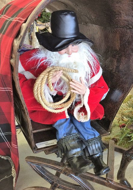 western Santa Claus in wagon for sale at Rustler's Junction in Lampasas, TX