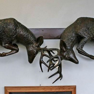 Wall-hanging Fighting Deer For Sale At Rustler's Junction.