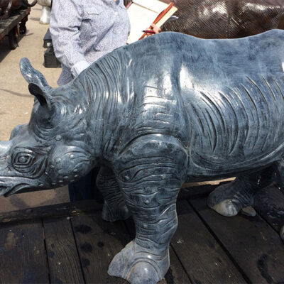 Metal Rhino Statue At Rustler's Junction In Lampasas